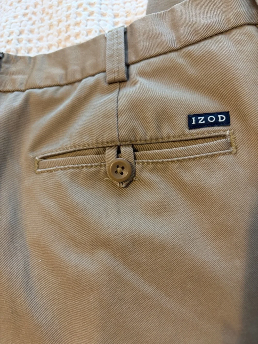 Izod Men’s Khaki Tan Chinos - Slim Flat Front
